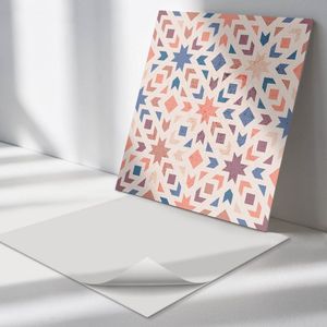 Wallfluent Vinyl Wandpaneel - Geometrische patronen in harmonie Zelfklevende Wandbekleding - 50 cm x 50 cm - Beige Vinyl Wandpaneel - 4 stuks - Vierkant Wandbekleding Vinyl - Patroon Wandpaneel - Wandpaneel PVC - Wandpaneel Keuken en Badkamer