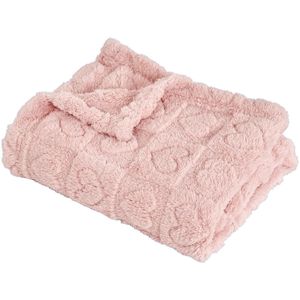 Babydeken - Geschikt voor jongens en meisjes - Comfortabel, zacht, warm - Babyshowercadeau - Roze met hartpatroon - 76*100cm
