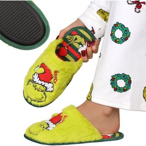 Grinch ANTISLIP damesslippers, FEESTELIJKE huisslippers, WARM