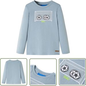 vidaXL Langmouwig - Kinderhemd - Kindershirt met lange mouwen 128 lichtblauw - Blauw - Voetbalshirt - Jongen