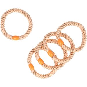 Haarsoires Haarelastieken basic - Hair Tie - Licht oranje - Set van 5 - Eenvoudige Haar Elastieken voor Dagelijks Gebruik