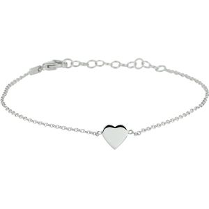 Zilver Gerhodineerde Armband Hart 16 - 19 cm