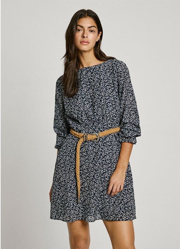 Pepe Jeans - Cindy - Jurk - Blauw - Minijurk met Lange Mouwen