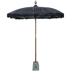 Bali parasol macrame - zwart - 250 cm