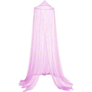 Roze bedhemel met fluorescerende sterren | Muggennet voor wieg | Fantastisch cadeau-idee voor pasgeborenen