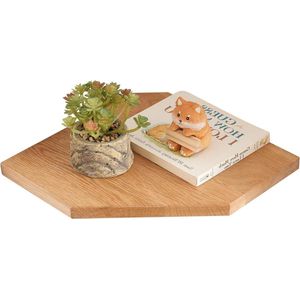 Drijvende Hoekplank van Hout Eiken - Zwevend Wandrek voor Planten en Kabels - Wandplank voor Slaapkamer Woonkamer Keuken - Klein formaat (25 cm)