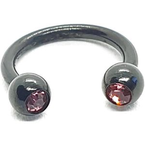 Zwart Met Steentjes - Neus / Septum / Helix Piercing