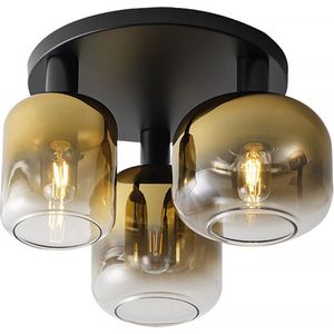Freelight - Plafondlamp Vario 3 lichts Ø 45 cm goud glas zwart
