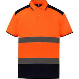 Yoko Tweekleurige signalisatiepolo YHVJ220 - Hi Vis Orange / Navy - 3XL