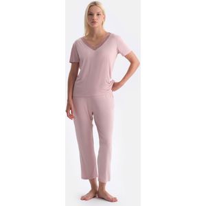Dagi Pyjamaset met Korte Mouwen, V-hals en Broek met Normale Taille