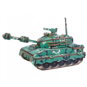 Bouwpakket 3D Puzzel Tank van hout- gekleurd
