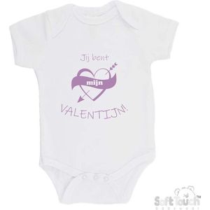 100% katoenen Romper ""Jij bent mijn valentijn!"" Meisjes Katoen Wit/lila Maat 68/74