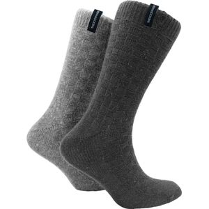 The Sockmaker sokken heren 41-46 - 2-pack Wool Boot - duurzaam - Square - Navy and Indigo