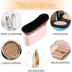 Mmgoqqt 1 Stuks Grote Body Foundation Kwast - Roze Professionele Gezichts- En Bodyborstel - Zachte Synthetische Vezels - Golfvormige Design - Ideaal Voor Zonnebrandcrème En Body Make-Up
