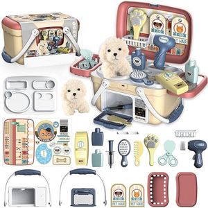 23 Delige Dierenarts Speelgoed Set – Dokterset Speelgoed Met Pluche Honden - Dierenarts Koffer - Dierenarts Setje - Kinderspeelgoed voor Jongens en Meisjes – Rollenspel - Educatief Speelgoed