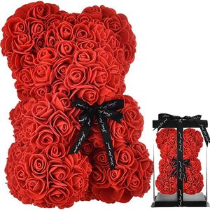 Rode Rozen teddy beer - 25 cm - Valentijn special - kado - valentijns special - liefde - Rose teddy - Rose bear - moederdag - multicolor - cadeau voor haar - romantisch cadeau - valentijn voor haar - valentijn - Rood