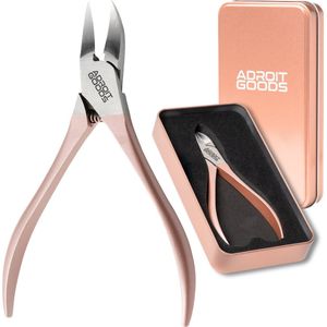 AdroitGoods Professionele Zware Nageltang - Voor Harde Teennagels - Roze - Ingebouwde Veren - Met Opberg Hoes