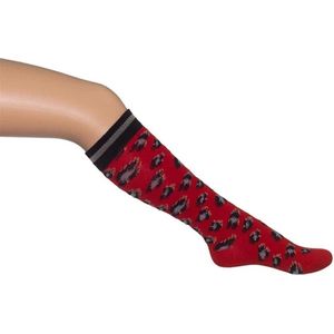 Bonnie Doon leopard knie sokken maat 23/26 strawberry