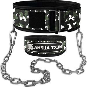 Next Alpha Gewichthefriem Dip Riem Combinatie Kopen - Custom Powerlifting Belt voor Man Vrouw - Veiligheidsluiting Quick Release Gesp - Met Ketting dip belt