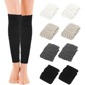 beenwarmers voor dames, 4 paar, winterbeenwarmers, warm en comfortabel, gebreide beenwarmers, lange kuitwarmers voor ballet, yoga, fitness