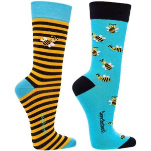 Grappige sokken | Dames sokken | Heren sokken | Thema: Bijen | Merk: Feterz | Maat: 36-41 / 42-47 | 2 Paar