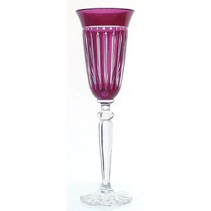 Mond geblazen kristallen champagneglazen - Flute JULIA - dark raspberry - set van 2 glazen - gekleurd kristal