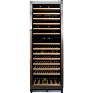 Vinata Premium Wijnklimaatkast Presanella - Vrijstaand en Onderbouw - RVS - 154 flessen - 171 x 59.8 x 68.5 cm - Glazen deur