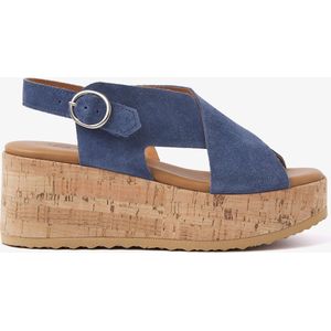 VIA VAI Sissel Raise Sandalen - Met Sleehak - Donkerblauw - Maat 39