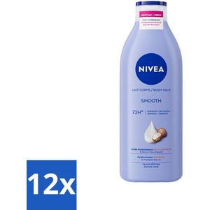 Nivea - Zijdezachte Body Milk - Serum & Sheaboter - 48 uur Hydratatie - Voor Droge Huid - 400 ml - Voordeelverpakking - 12 stuks