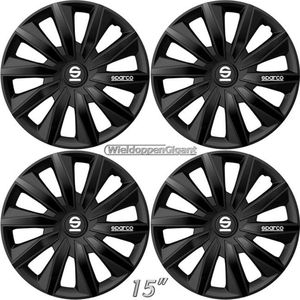 Wieldoppen MILANO-BK 15 inch zwart. Set a 4 stuks (CONTROLEER UW BANDENMAAT en lees a.u.b. de onderstaande, uitgebreide tekst!)