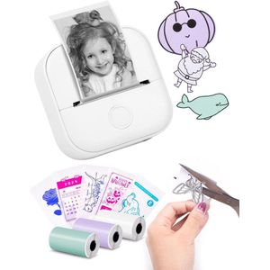 Label printer - Sticker Printer Draagbare labelprinter - Inktloze Sticker Printer Machine voor Leren/Studie-aantekeningen/Anatomische Diagram/Foto's - Sticker Printer - Wit