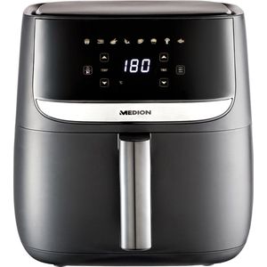Medion E50 XL Airfryer - Heteluchtfriteuse - Airfryer met 5,7L Inhoud - Olievrij Frituren - 8 Automatische Programma's - 1700 W - Zwart