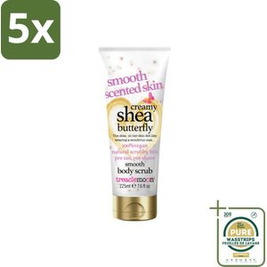 5 x Treaclemoon – Body Scrub – Creamy Shea Butterfly – 225 ml - Grootverpakking - Body Scrub - Huid Verzorging - Exfoliatie - Shea Butter - Kokosnoot