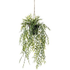 Groene bamboe kunstplant 50 cm in hangende pot - Kunstplanten/nepplanten