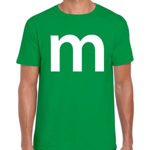 Letter M verkleed/ carnaval t-shirt groen voor heren - M en M carnavalskleding / feest shirt kleding / kostuum XXL