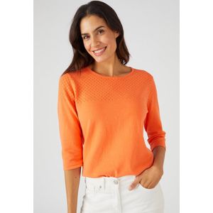 Damart - Trui effen en gestreepte met bloemenprint - Dames - Oranje - S