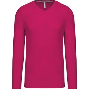 Kariban T-shirt V-hals lange mouwen K358 - Fuchsia - S