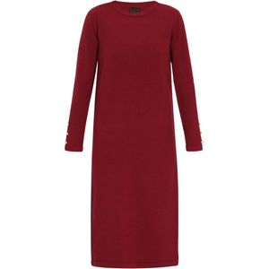 DreiMaster - Classic - Gebreide Jurk - Bourgogne - 3/4 Lengte - Slanke Pasvorm