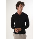 Felix Hardy Trui Met Polokraag En Knopen - Polo Shirt - 100% Katoen Heren Zwart - 2Xl