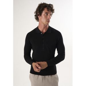 Felix Hardy Trui Met Polokraag En Knopen - Polo Shirt - 100% Katoen Heren Zwart - 2Xl