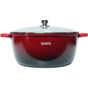 Braadpan 36cm rood antiaanbaklaag incl. siliconen handgreep