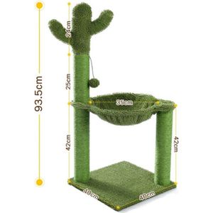 Grote Cactus Krabpaal voor Katten - Met Zachte Kattenmand/Hangmat & Kattenspeelgoed - Geschikt voor Kittens - 93 CM