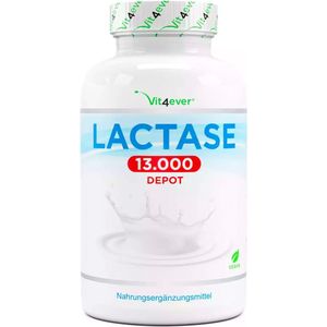 Lactase 13.000 FCC - 120 tabletten met direct effect - Hooggedoseerd met 13.000 FCC-eenheden - Voor lactose-intolerantie + melk-intolerantie - Zonder ongewenste toevoegingen - Veganistisch - Vit4ever