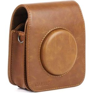 Vintage PU lederen cameratas beschermende tas voor FUJIFILM Instax SQUARE SQ10 camera, met verstelbare schouderriem (bruin)