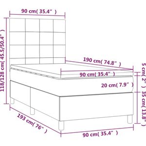 VidaXL Boxspring met Matras Fluweel Donkergrijs 90x190 cm