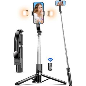 Selfie Stick met Tripod - Afneembare Afstandsbediening - 8-delige Telescopische Steel - 225° Rotatie Hoek - Lichtgewicht (220 g) - Geen App Vereist
