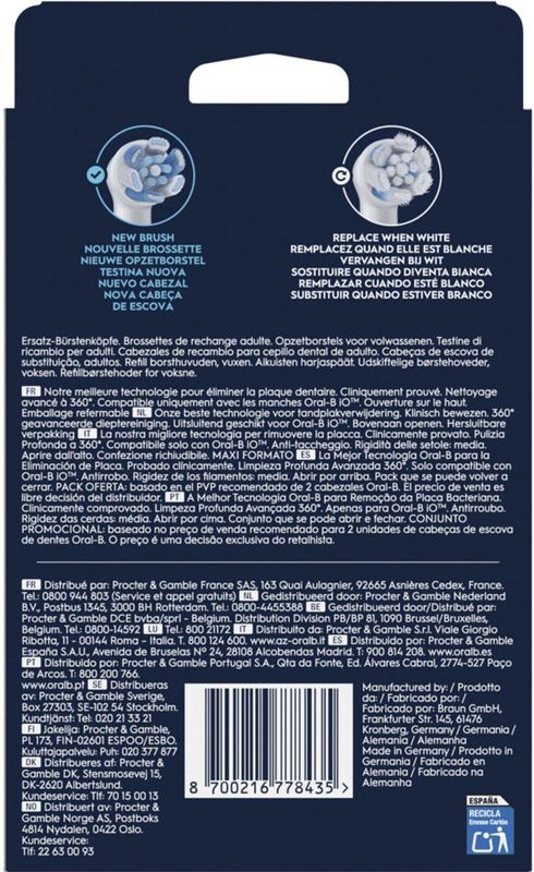 Oral-B Opzetborstels iO Ultimate Clean Wit - 6 x 8 stuks - Voordeelverpakking