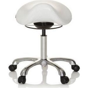 hjh OFFICE Ortho SIT - Werkstoel / werkkruk/ verhoogde bureaustoel - Wit - Kunstleder