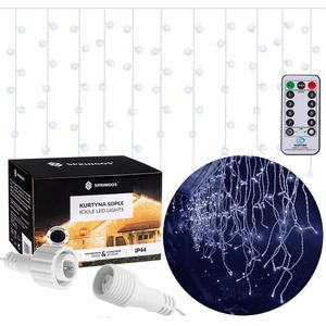 Springos - IJspegel - Verlichting Buiten - Kerstverlichting - 12 m + 2.5 m Snoer - Connectable - Inclusief Afstandsbediening - 300 LED - Koel Wit