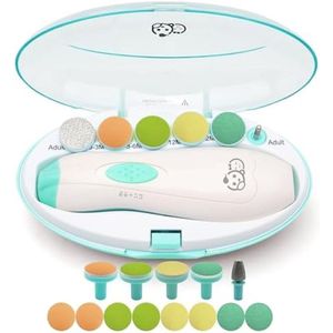 Baby-nageltrimmer 21-in-1, veilige elektrische baby-nagelvijl, 13 extra gereedschappen, baby-nagelset, nagelknipper, tenen en nagels voor pasgeboren peuters, trimmen en polijsten